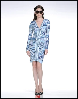 

women's European fashion v-neck elastic SILK JERSEY knit a beautiful dress