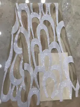 

Nigerian french net Lace yaking-5.2507 Embroidered Cord Lace Fabric with full beads for bridal dress