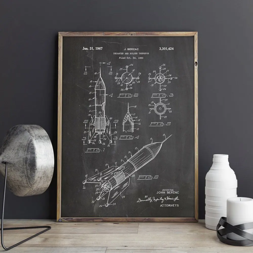 Патент на космический корабль Rocket Ship искусство стену постеры декор помещения