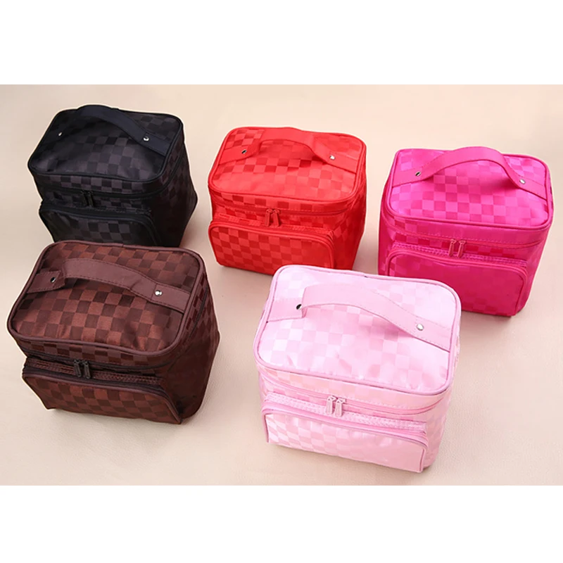 lattice Big Cosmetic Bag Women Stripe Waterproof Professional Toiletry Kit Wash Necessaire Travel Organizer Make up Box SZL61 6