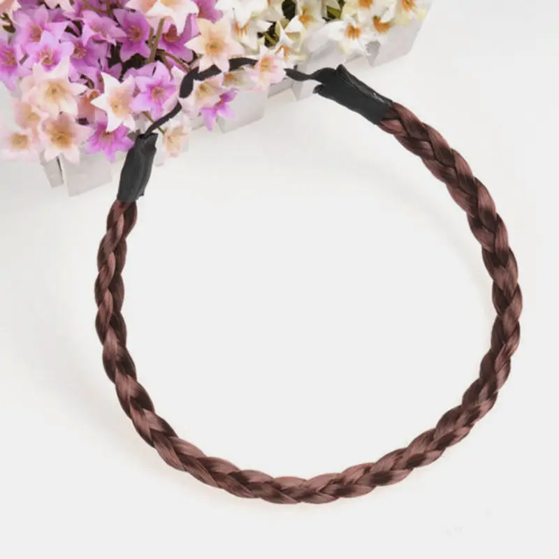 Dark Brown Модные аксессуары для волос имитация синтетических волос Плетеный ободок эластичная лента для волос Плетеный головной убор резинка для волос повязка на голову - Цвет: Dark Brown