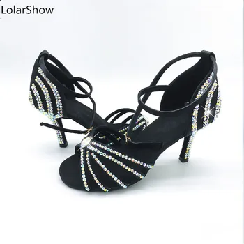 

New Rhinestone Salsa Dance Shoes Ballroom Dancing Shoes Woman Nude Salsa Dance Shoes