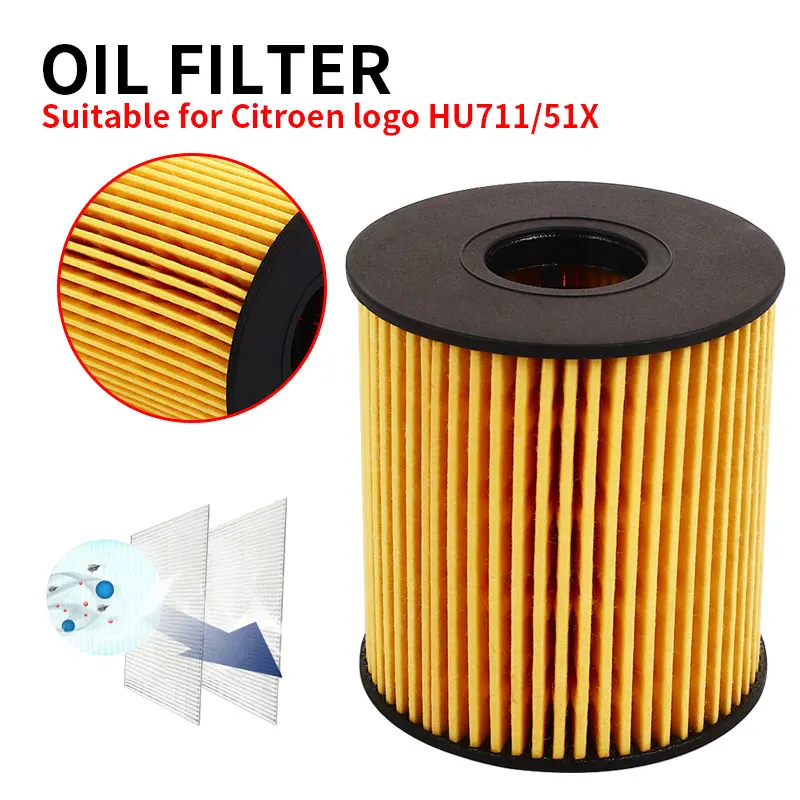 

Oil Filter HU711 Fits Multiple Models Auto Oil Filter Auto Accessories Car Oil Filter Car Parts for Citroen