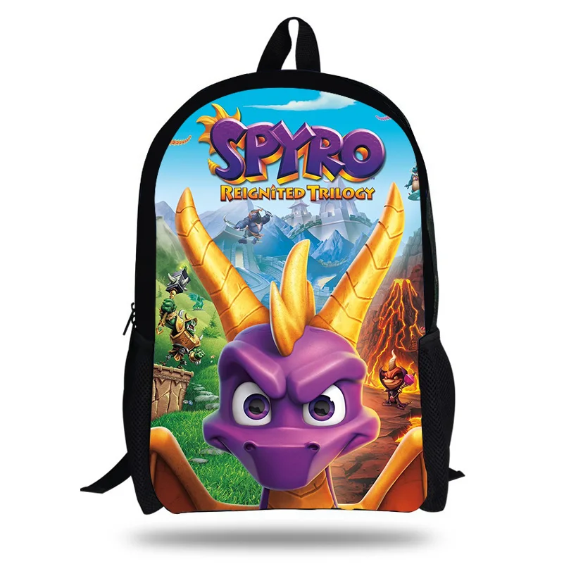 16-Inch laptop Backpack For Children Pop Game Spyro The Dragon Printing School Bags Teenages Boys Girls Daily Bookbag | Багаж и сумки