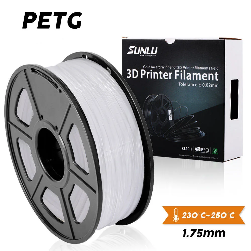

SUNLU PETG 3D Printer Filament 1.75mm Transparent White Plastic Tolerance+/-0.02mm for DIY gift printing fast shipping