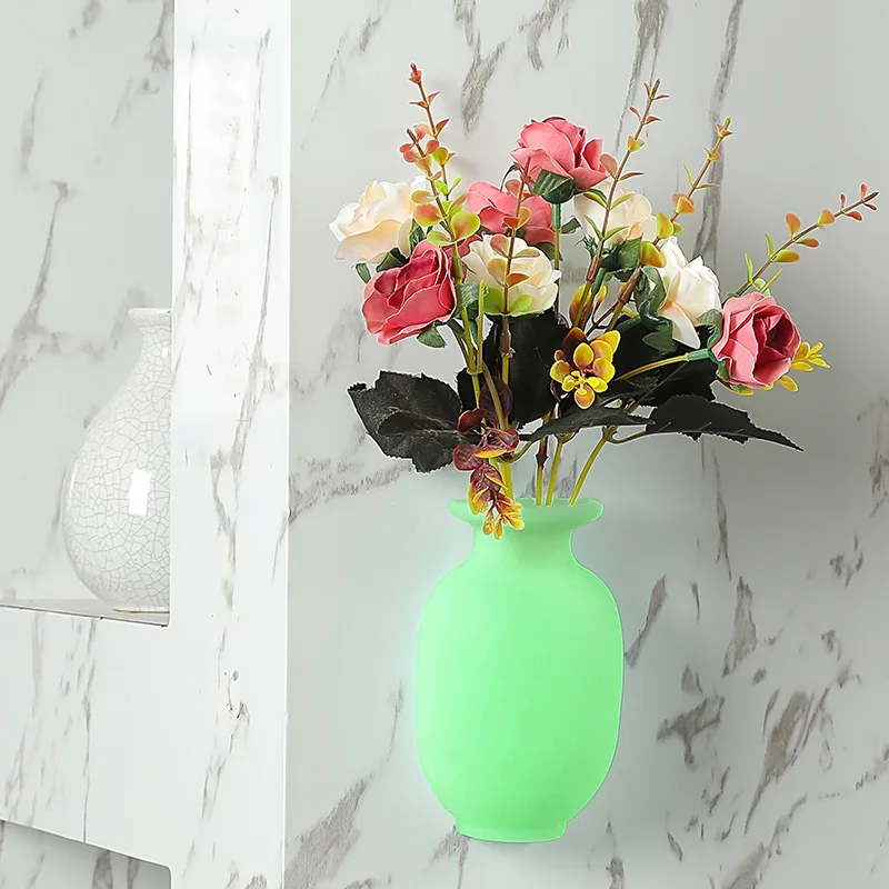 Липкий силиконовый ваза настенный цветочный горшок волшебный цветок вазы для растений цветочный контейнер для домашнего офиса Наклейка на стену ваза с орнаментом