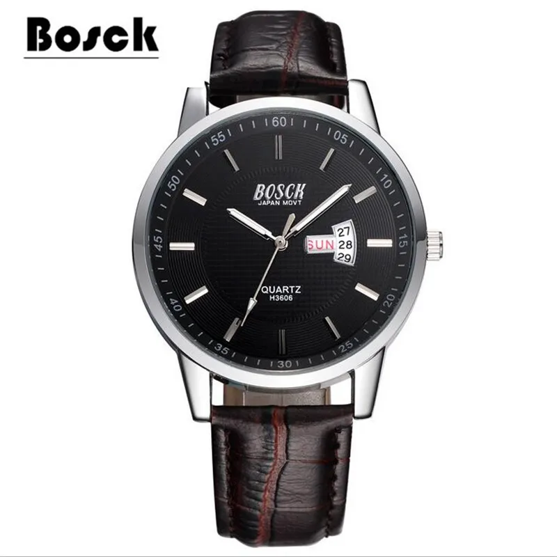 

relojes hombre BOSCK Men's Sports Quartz Watches Mens Watches Top Brand Luxury Leather Waterproof Wristwatches Relogio Masculino