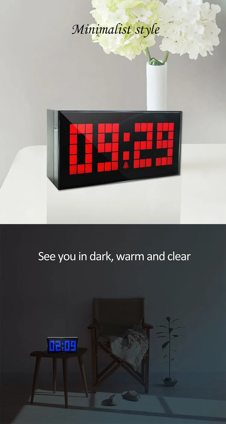 Big Display Large Alarm Clock Time Modern Alarm Clock Smart Clocks Countdown Digital Snooze Clock