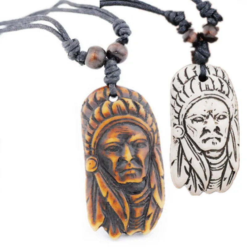 Collier Pendentif En Os Sculpté Aigle Avec Perles - MOGHANT - Neuf Sans Emballage