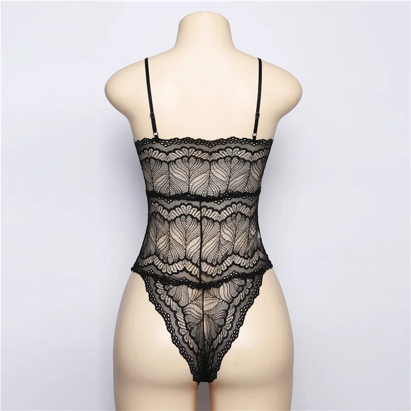 sequin bodysuit Cryptographic hot sale transparent lace up bodysuit women deep V sleeveless sexy jumpsuit romper 2020 summer strap catsuit body backless bodysuit