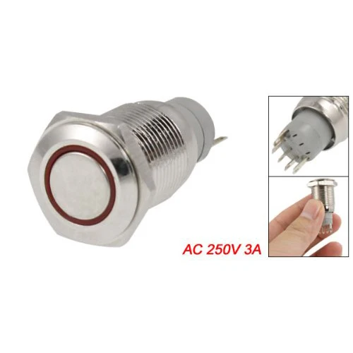 

Push Button Switch Red LED Light For car Auto 12V 3A
