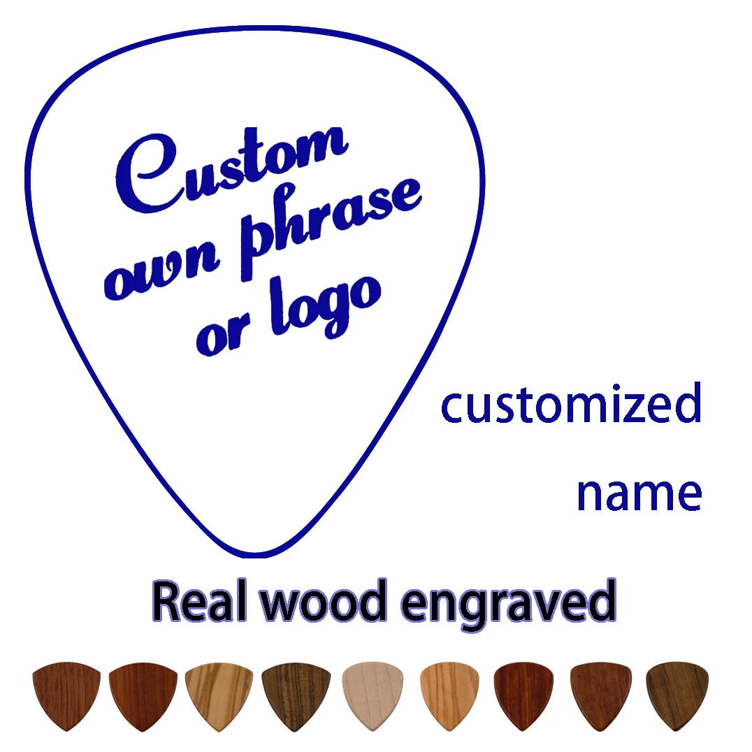 

PERSONALISED CUSTOM Printed Guitar Picks Wood Engarved Music Plectrums With Your Name Logo Design Bass Picks Gift Wholesale OEM