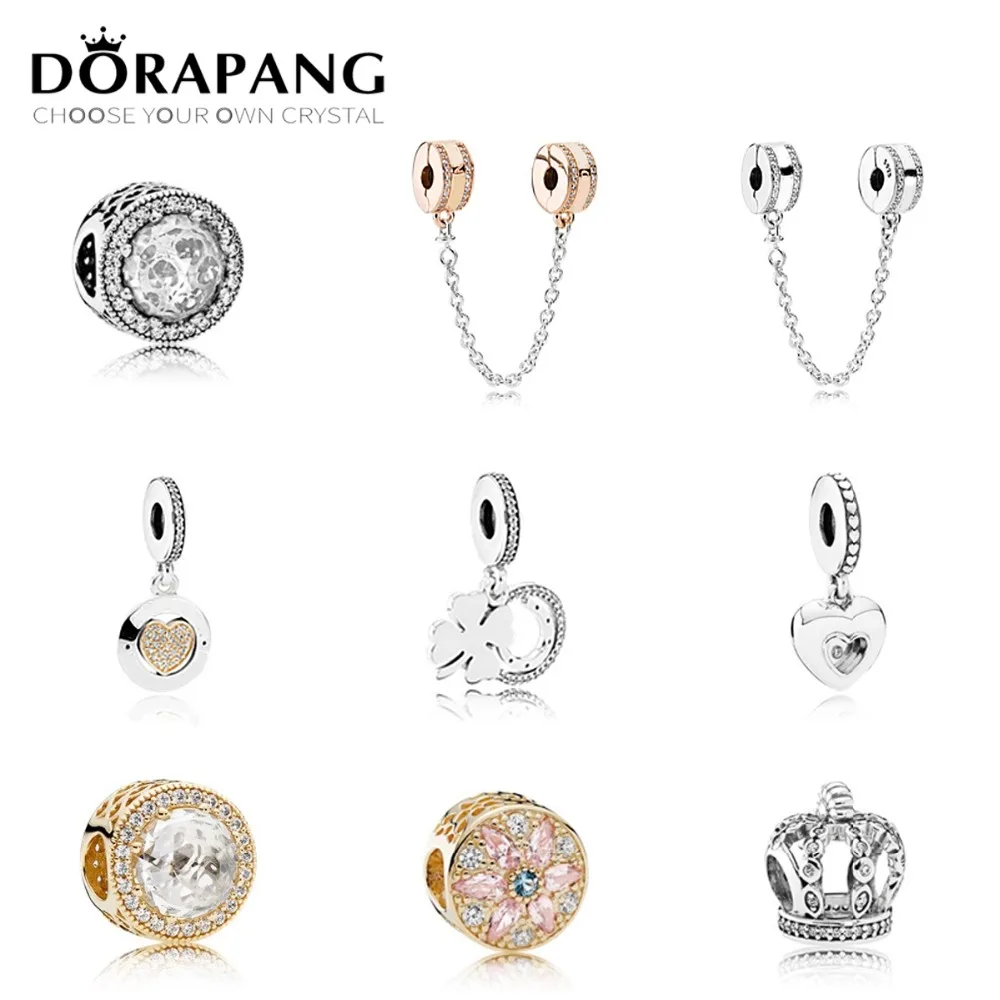 

DORAPANG 100% 925 Sterling Silver Retro Diverse Bead With Clear CZ Safety chain Fit Bracelets DIY bracelet The factory wholesale