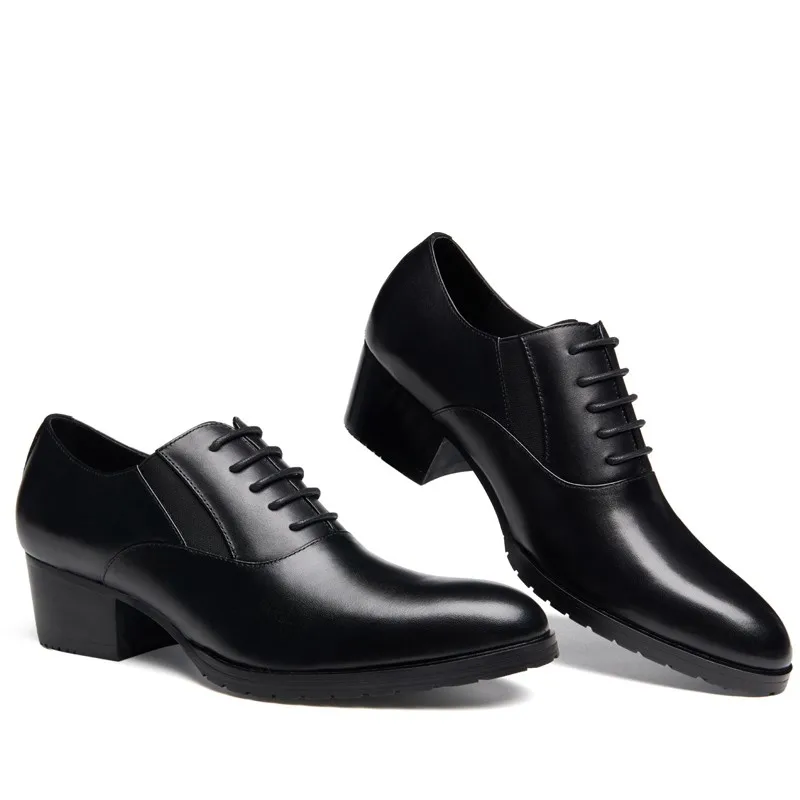 Talon Robe Homme Britannique Cuir Haute En Mode De Formelle Véritable D'affaires Chaussures Bout Noir Black Rond Bureau Hommes Qualité xqAnwZH7H