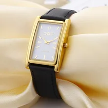  New Luxury Brand DQG Leather Strap Rectangle Quartz Watch Women Simple Business Dress Watches Gold Dial  Watch Clock Hot Sale 
