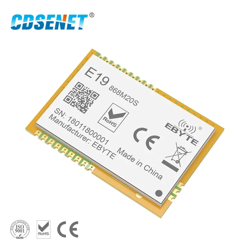 LoRa беспроводной радиочастотный модуль, 868 МГц, SX1276, SX1278, 100 мВт, CDSENET, E19-868M20S, дальность действия, SMD, 868 МГц LoRa беспроводной радиочастотный модуль, 868 МГц, SX1276, SX1278, 100 мВт, CDSENET, E19-868M20S, дальность действия, SMD, 868 МГц