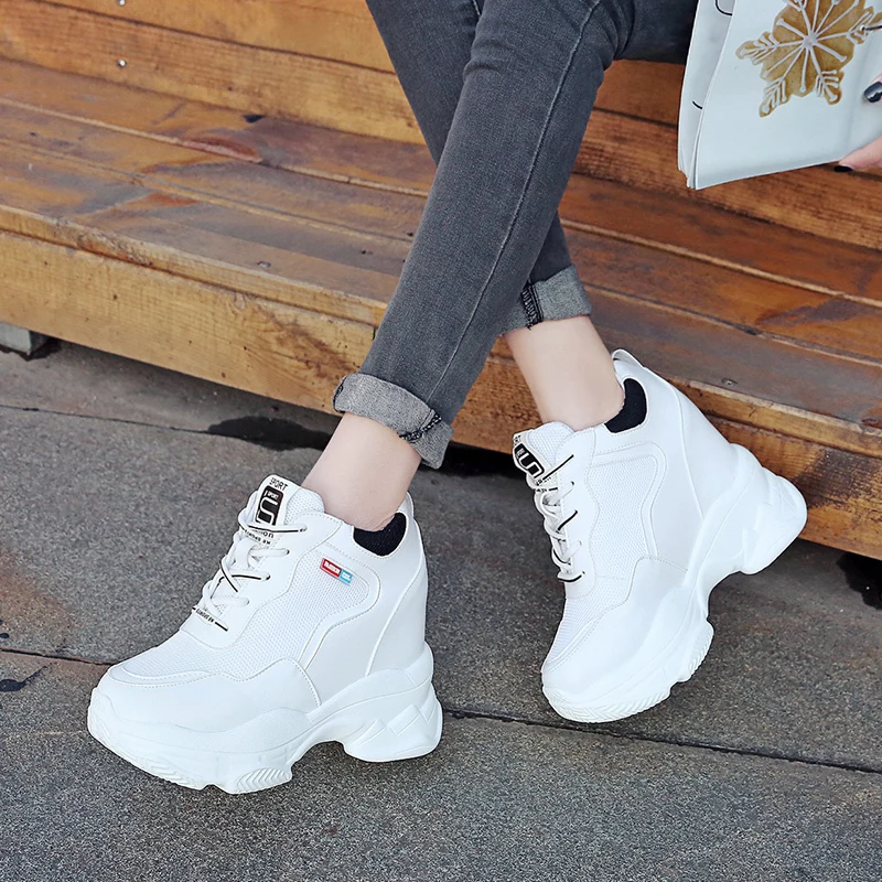 spring autumn fashion platform shoes casual sweet sports shoes shallow mouth Femmes Height Increase Shoes White mujer