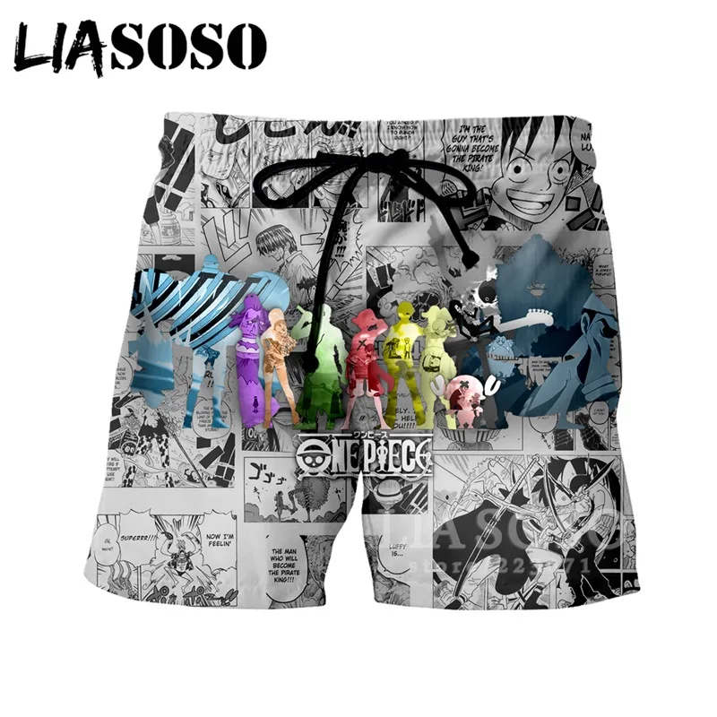 LIASOSO летние новые мужские и женские модные 3D принты Аниме one piece Portgas D Ace шорты пляжные Фитнес хип хоп свободные спортивные брюки A23 - Цвет: 11