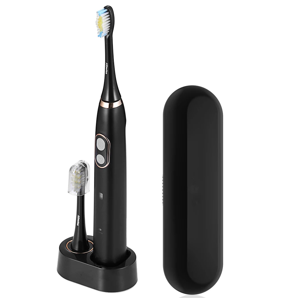 

Electric Toothbrush Smart Timer 5 Brushing Modes With 2 Brush Heads Charger Waterproof Rechargeable Tooth Brushes