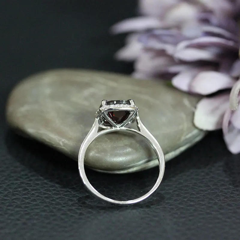 Dupuy классические кольца гранат женские бриллианты 14K белое золото зубец
