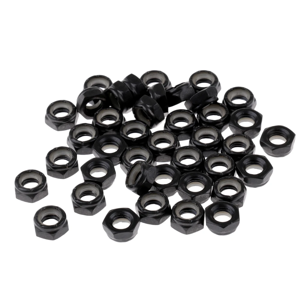 40 Pieces Sturdy Skateboard Longboard Trucks Wheels Replacement Axle Nuts Hardware Black Skateboard Trucks Axle Nuts