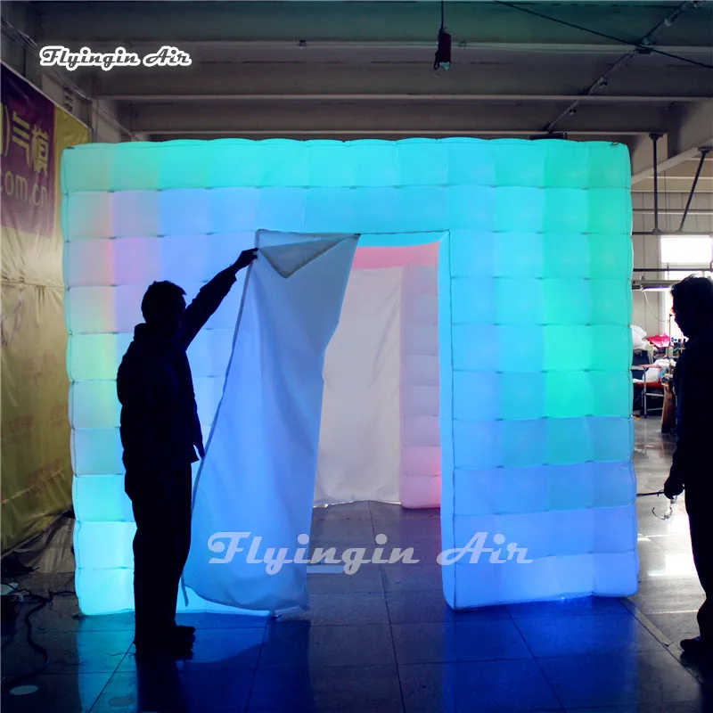 

Party and Wedding Backdrop 2.2m Square Inflatable Led Cube Photo Booth with Strip Lights
