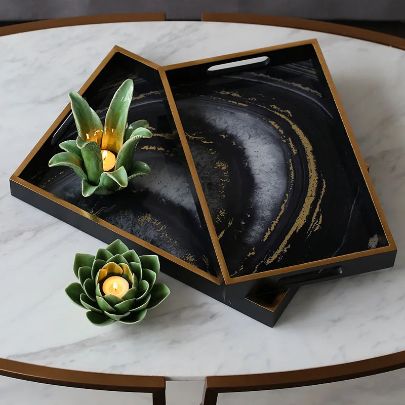 

Agate Tray Serving Plate Luxury Design Hotel Bar Party Decor Jewelry Storage Plate glass agate