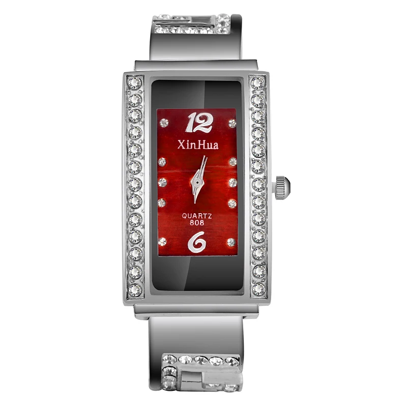 Xinhua Топ Роскошные часы с бриллиантовым браслетом женские часы стальной браслет женские часы saati relogio feminino - Цвет: Красный