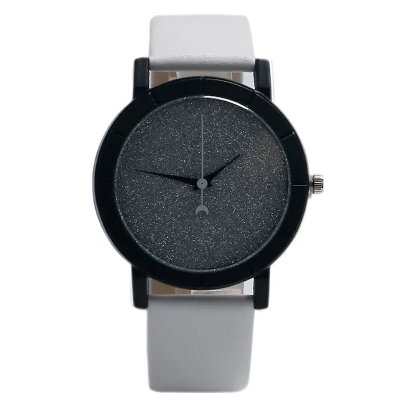 

Fashion Modern Moon Stars Design Analog Wrist Watch Women Blooming Glitter Dial Simple Womens Dress Watches Gift