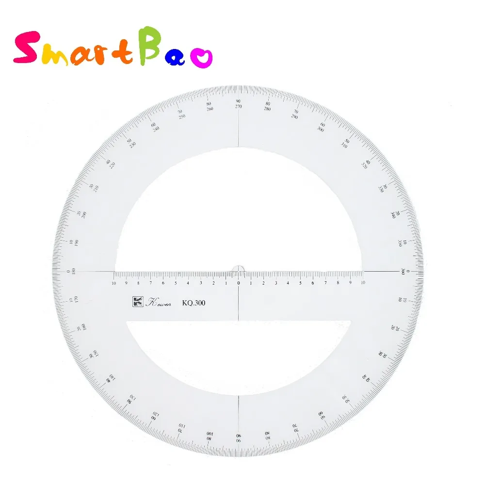 360 Degree Protractor Double Scale Value Diameter 30cm Ruler Beveled 