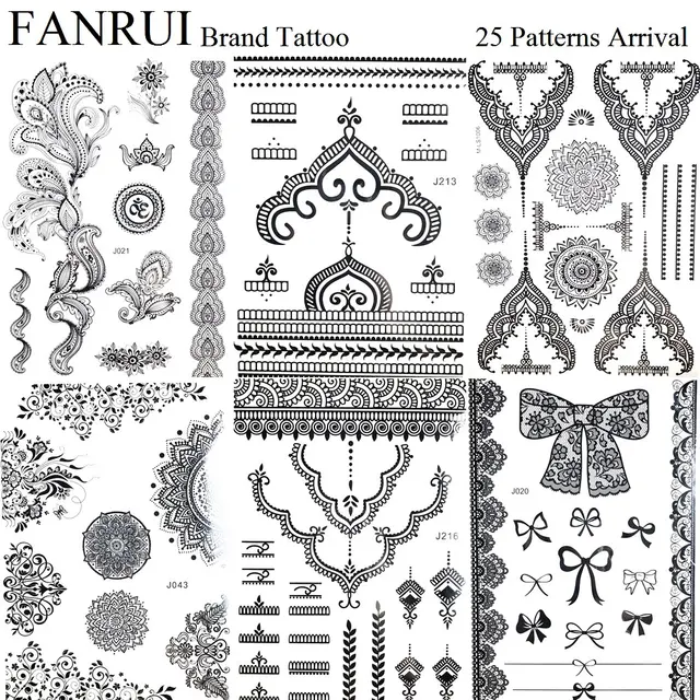 Pendants Jewelry Black Henna Temporary Tattoo Girls Neck ...