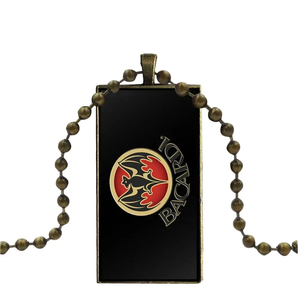 Bacardi Breezer логотип для женщин Рождественский подарок стеклянный кулон ожерелье ручной работы половина кулон прямоугольное ожерелье