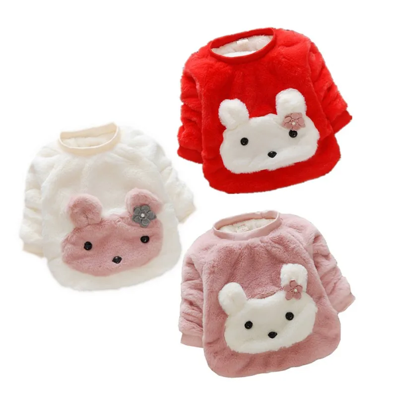 

Russian Plus Velvet Sweater Newborn Baby Girl Clothes Cartoon Cute High Quality Baby Girl Plus Fleece Sweater Warm Winter