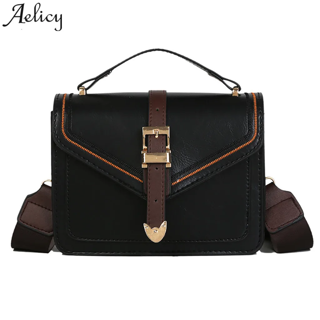 

Aelicy Girls Shoulder Bag Retro Wide Strap Ladies handbag Small Square Crossbody Bags for women 2019 bolsa feminina drop ship