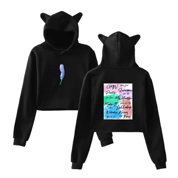 

2018 GOT7 Kpop Fans Sexy Print Women Funny Cat Crop Top Present You Kawaii Hoodies Sweatshirt Fashion Cool Clothes Plus Size