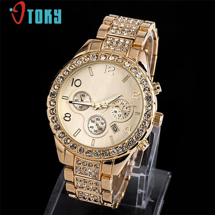 Женские часы OTOKY Montre Femme Geneva Роскошные Кварцевые со стальным кристаллом для