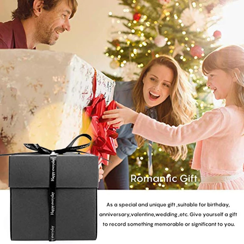 

Explosion Gift Box DIY Photo Birthday Party Unique Design Black Paper Fashion Creative Surprise