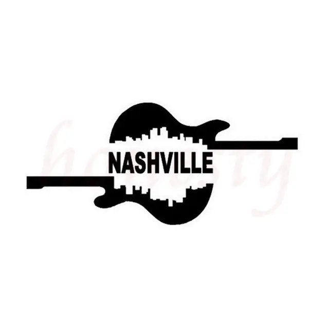 Fashion Personality Creative Guitar NASHVILLE City Car Wall Home Glass Window Door Sticker Black