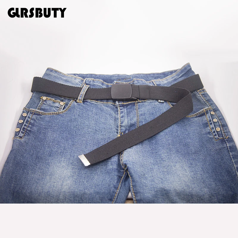 Холщовый ремень GLRSBUTY для мужчин и женщин Модный повседневный ковбойский черный