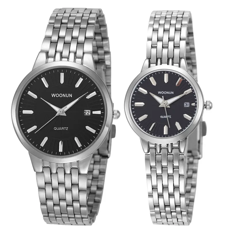 

New Couple Watches WOONUN Top Brand Luxury Gold Ultra Thin Quartz Watches Women Men Lovers Watch Set Valentine Gift