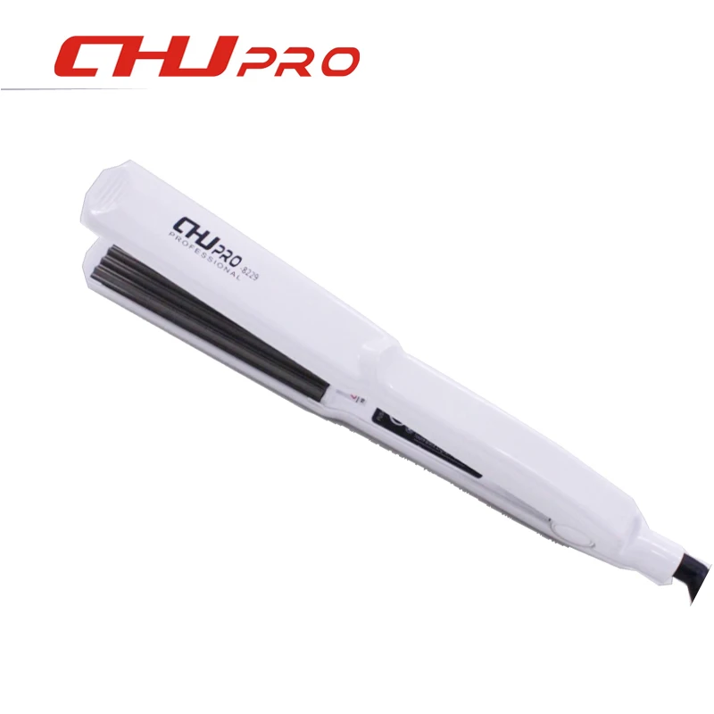 CHJ Hair Straightener White Hair Flat Iron Ceramic Electronic Chapinha Titanium Straightening Corrugated Curling Styling Tools
