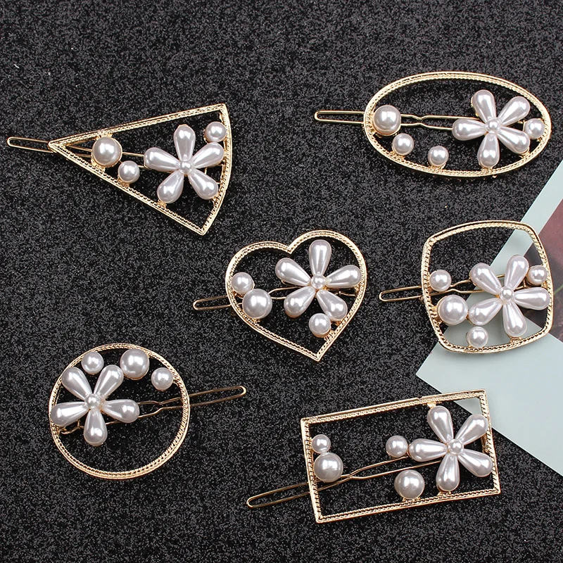 

Korean Pearl Barrettes Geometric Women Hair Clip Hairgrips Hair Accessories Girls Jewelry Fashion Hair Pins Valentine's Day Gift