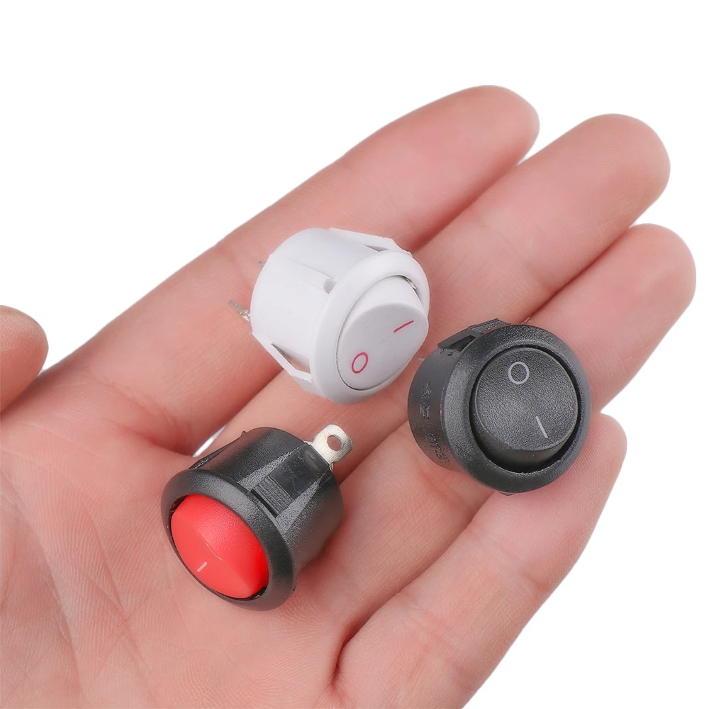 

5Pcs/set 3A/250V 6A/125V MINI ROUND Push Button Rocker Round Switch 2PIN ON/OFF Boat Power Switches Black Red White Dropshipping