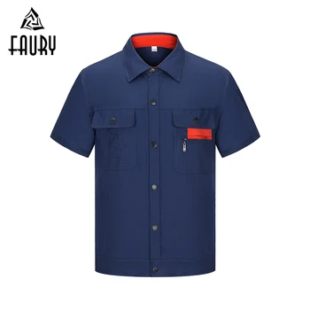 

Unisex Short Sleeve Workshop Uniforms Summer Engineering Work Wear Clothing Auto Repair Suit Set Jackets Long Pants Coveralls