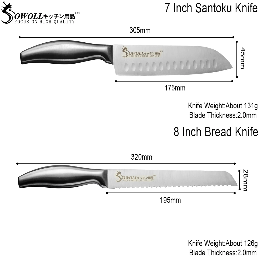 SOWOLL, Новое поступление, кухонные ножи, эргономичная ручка 3," 5" " 8", нож из нержавеющей стали, кухонные инструменты для приготовления пищи, аксессуары