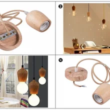 Деревянные чашки led-висячие держатель для лампы E27 Винтаж лампа для столовой держатель E27 flament лампочка винта розетка современный Стиль