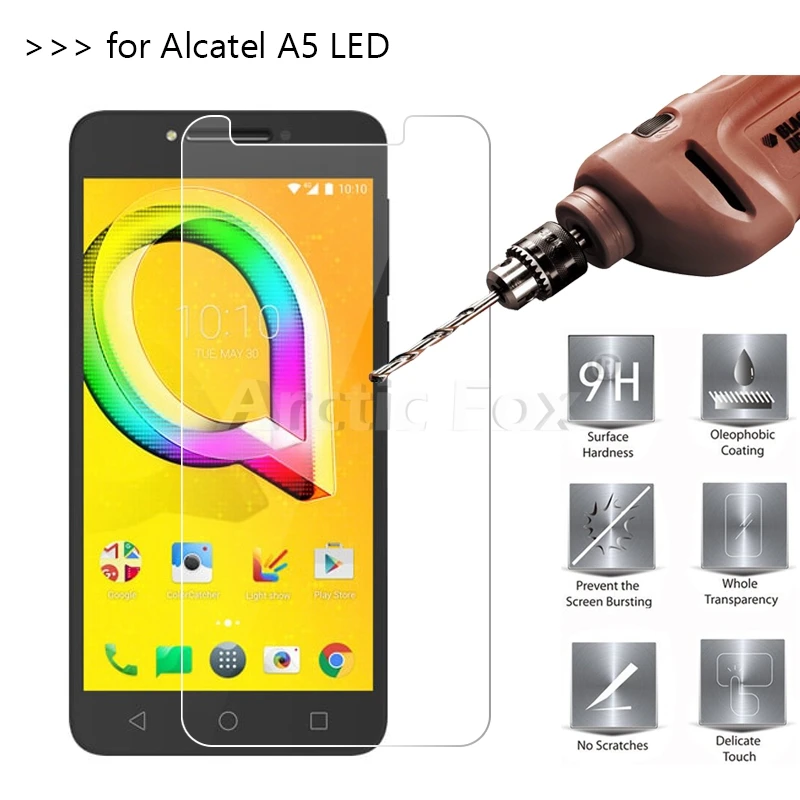 5 шт./лот закаленное Стекло для alcatel A5 светодиодный Экран протектор Защитная