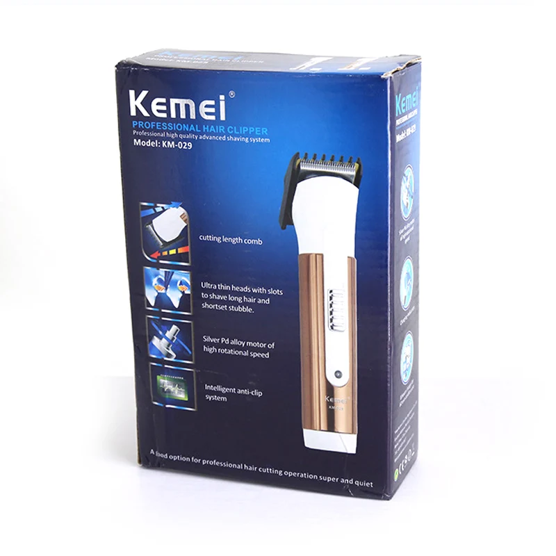 KEMEI KM-029 электрический триммер для стрижки волос с концевой расческой регулировки перезаряжаемая Бритва для волос Беспроводная Регулируемая машинка для стрижки волос