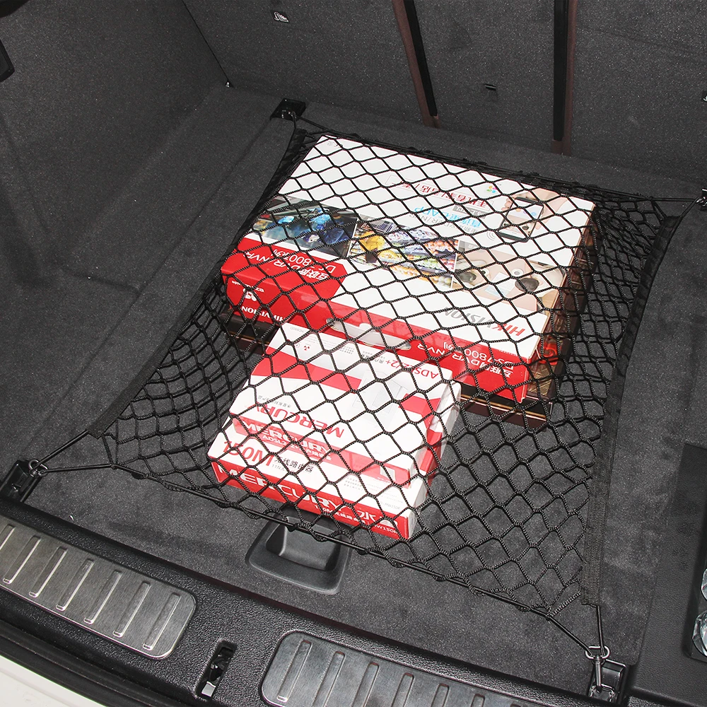 Автомобильная сетка грузовая держатель багажник Авто Эластичный хранения 4 крючка для Audi A3 A4 A5 A6 A7 A8 Q3 Q5 Q7 для BMW 3 5 7X3X4X5X6 GT5 GT