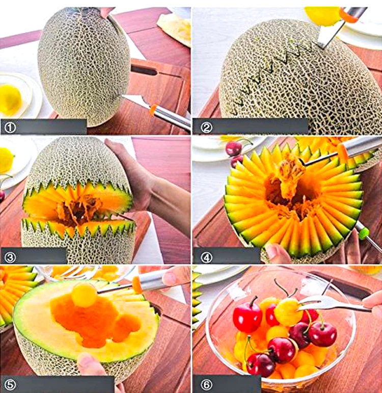 Творческий Мороженое своими руками совок для мячей ложка DIY Фрукты Ассорти Холодных Блюд инструмент инструменты для карвинга фрукты резьба Ножи резак гаджеты